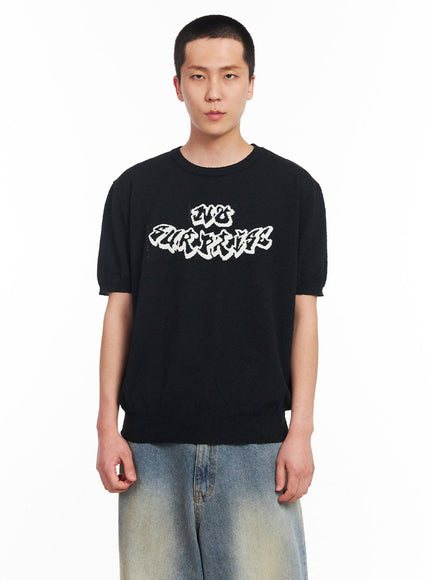 mens-graphic-knit-tee-iu512 / Black
