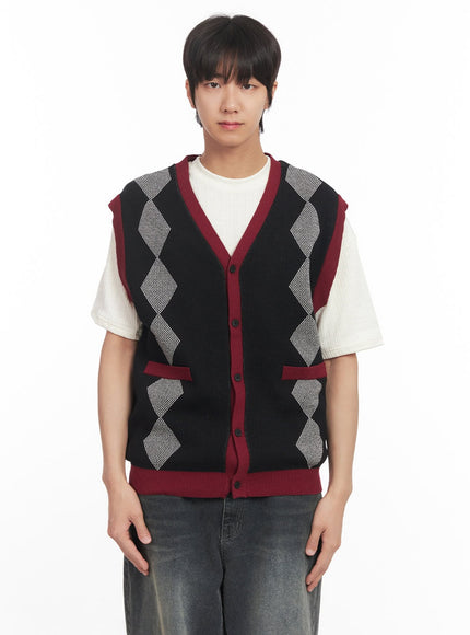 Men's Argyle V-Neck Sweater Vest IA511
