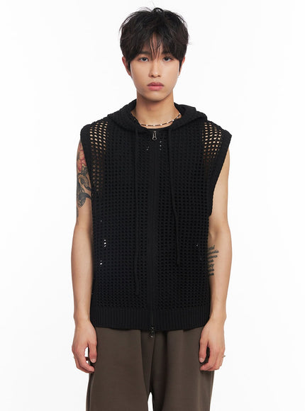 Men's Mesh Zip-Up Hooded Vest IY508