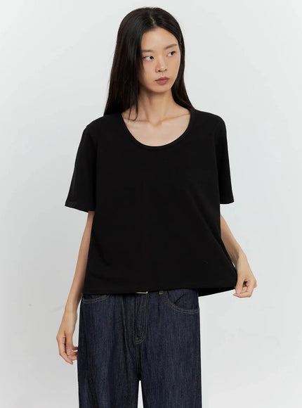 basic-u-neck-t-shirt-il528 / Black