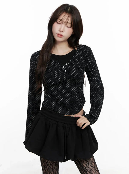 polka-dot-layered-halter-top-in525 / Black