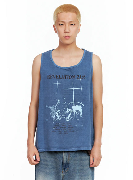 mens-graphic-sleeveless-top-il511 / Blue