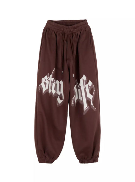 bold-graphic-sweatpants-in503 / Brown