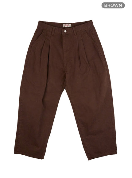 mens-pintucked-wide-fit-pants-io417 / Brown