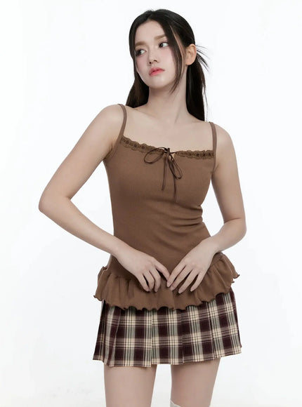square-neck-flare-cami-top-io527 / Brown