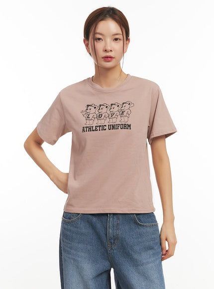 bear-graphic-tee-im513 / Dark beige