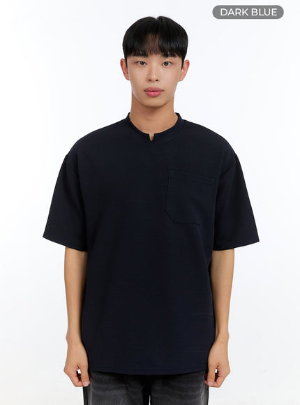 mens-pocketed-round-neck-short-sleeve-tee-ig422 / Dark blue