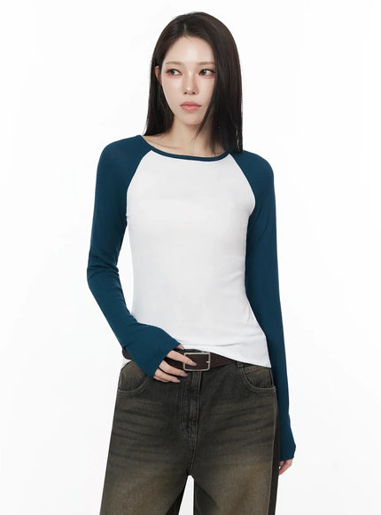 basic-raglan-long-sleeve-top-ij528 / Dark blue