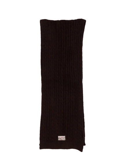classic-cable-knit-scarf-in510 / Dark brown