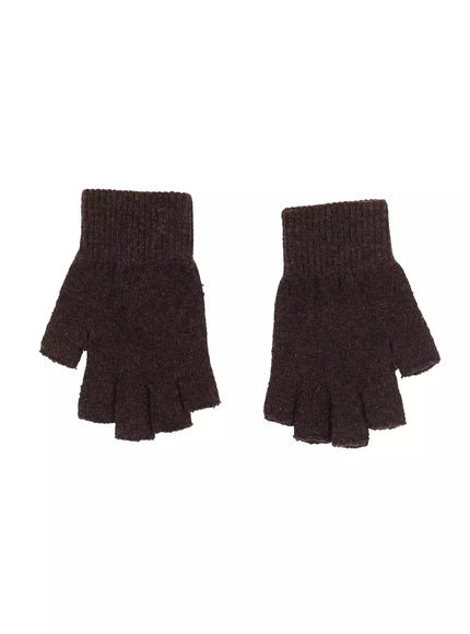 knit-fingerless-gloves-in503 / Dark brown
