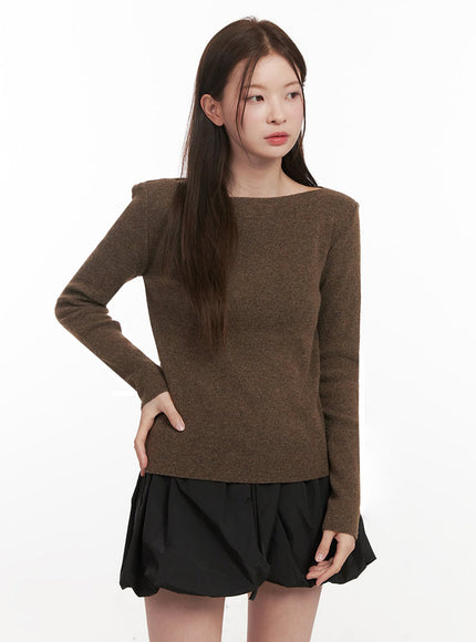 elegant-boat-neck-knit-sweater-ij530 / Dark brown