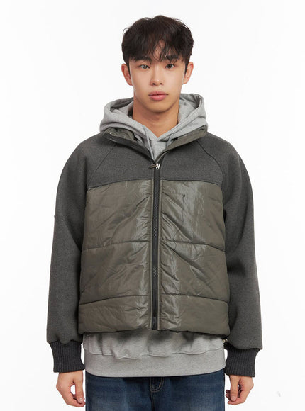 mens-square-bomber-puffer-jacket-id427 / Dark gray