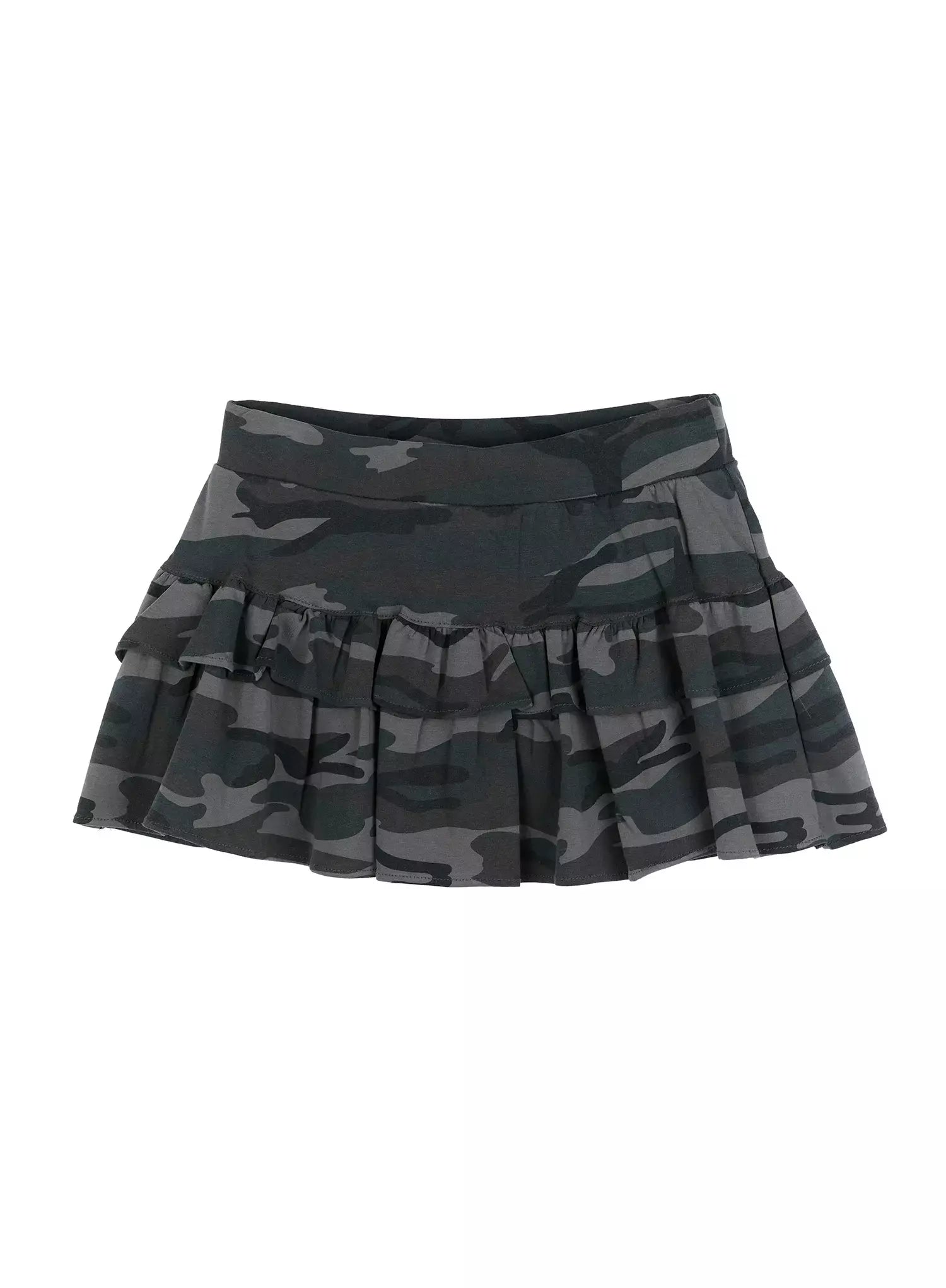 camo-ruffle-mini-skirt-ig508 / Dark gray