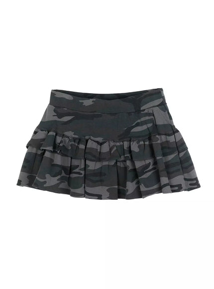 camo-ruffle-mini-skirt-ig508 / Dark gray