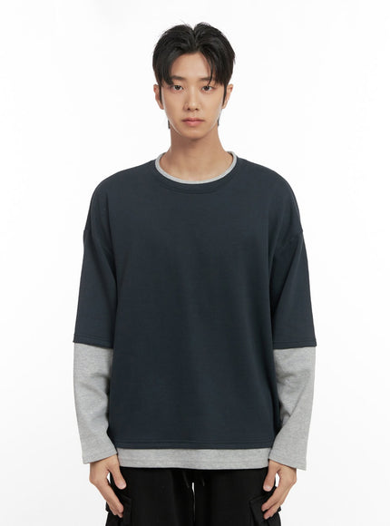mens-layered-long-sleeve-tee-id413 / Dark gray