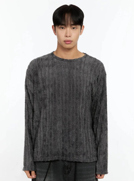 Men's Simple Ribbed Long Sleeve Tee IN525