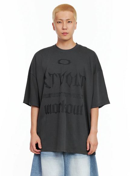 Men's Circle Bolt Oversized Graphic Tee IL514