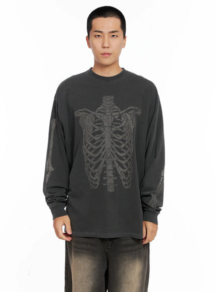 mens-pigment-graphic-long-sleeve-tee-is502 / Dark gray