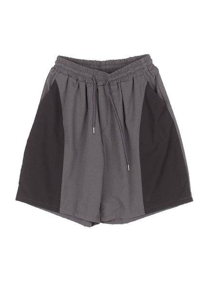 mens-two-tone-wide-leg-shorts-iy520 / Dark gray