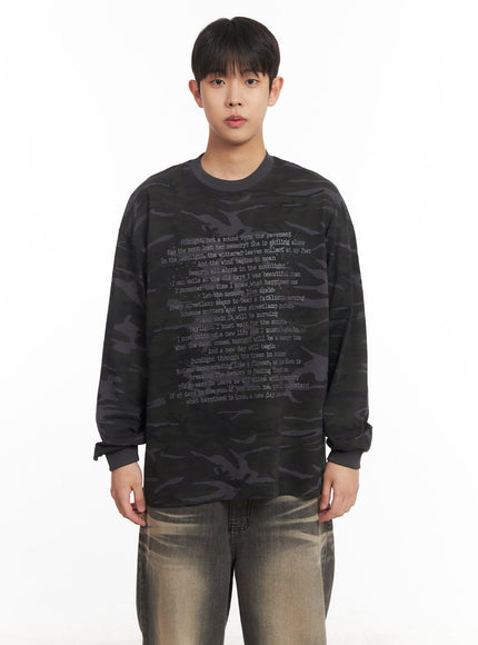 mens-graphic-camo-long-sleeve-top-im514 / Dark gray