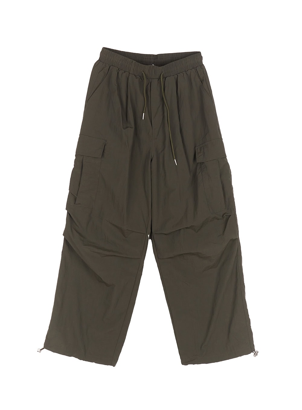 cargo-wide-leg-windbreaker-pants-iy502 / Dark green