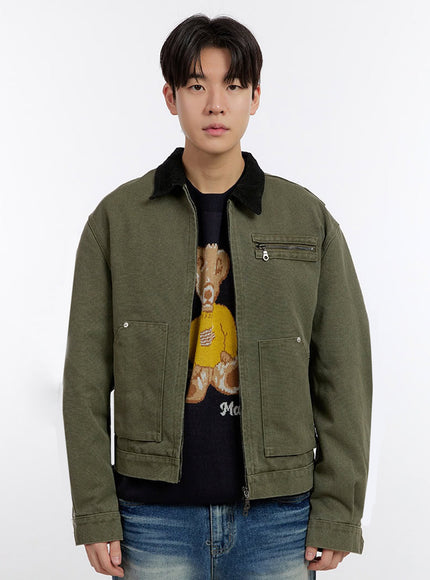 mens-zip-up-carpenter-jacket-im525 / Dark green