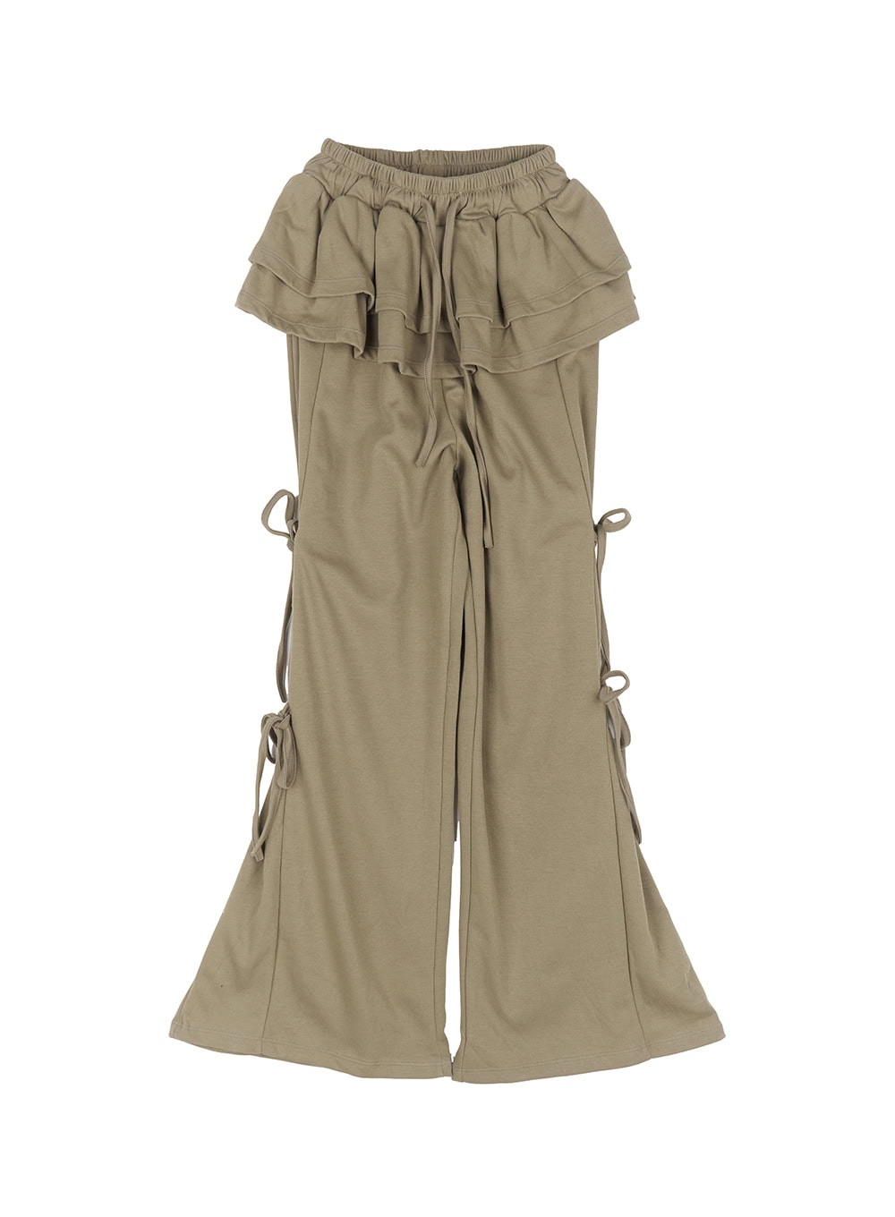 frill-skirt-layered-ribbon-sweatpants-iy502 / Dark green