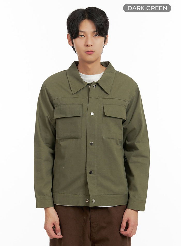 mens-collared-cotton-jacket-iy402 / Dark green