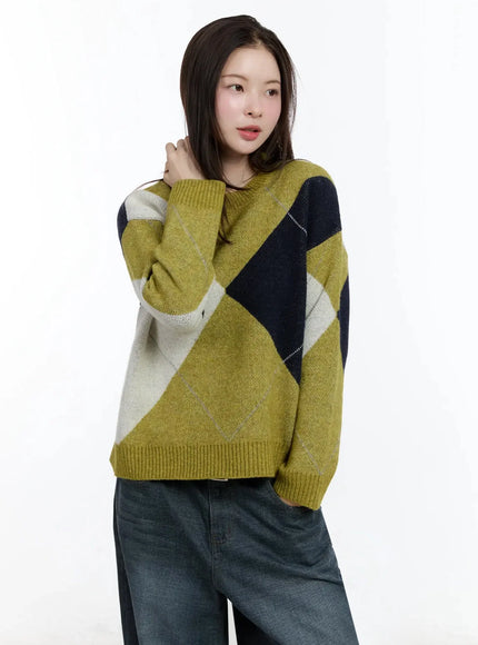 argyle-pattern-knit-sweater-id526 / Dark green