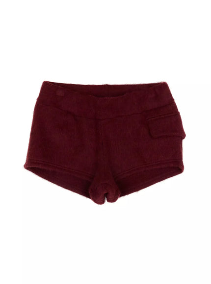 wool-blend-micro-shorts-in528 / Dark red