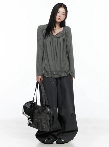 vintage-style-lace-blouse-im509 / Dark green