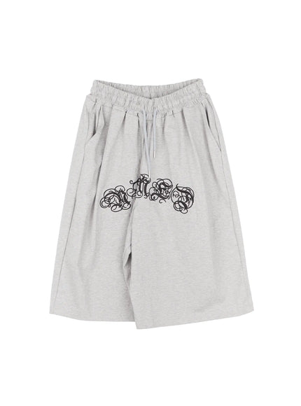 mens-embroidered-graphic-sweat-shorts-iu518 / Gray