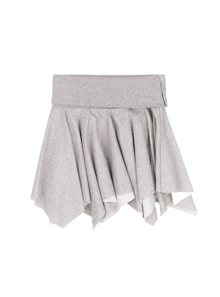 asymmetric-foldover-waist-mini-skirt-iy511 / Gray