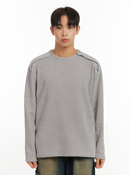 mens-long-sleeve-solid-sweater-id406 / Gray