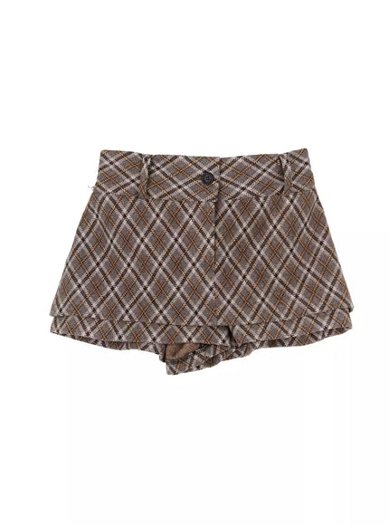 checkered-pleats-skort-ij521 / Gray