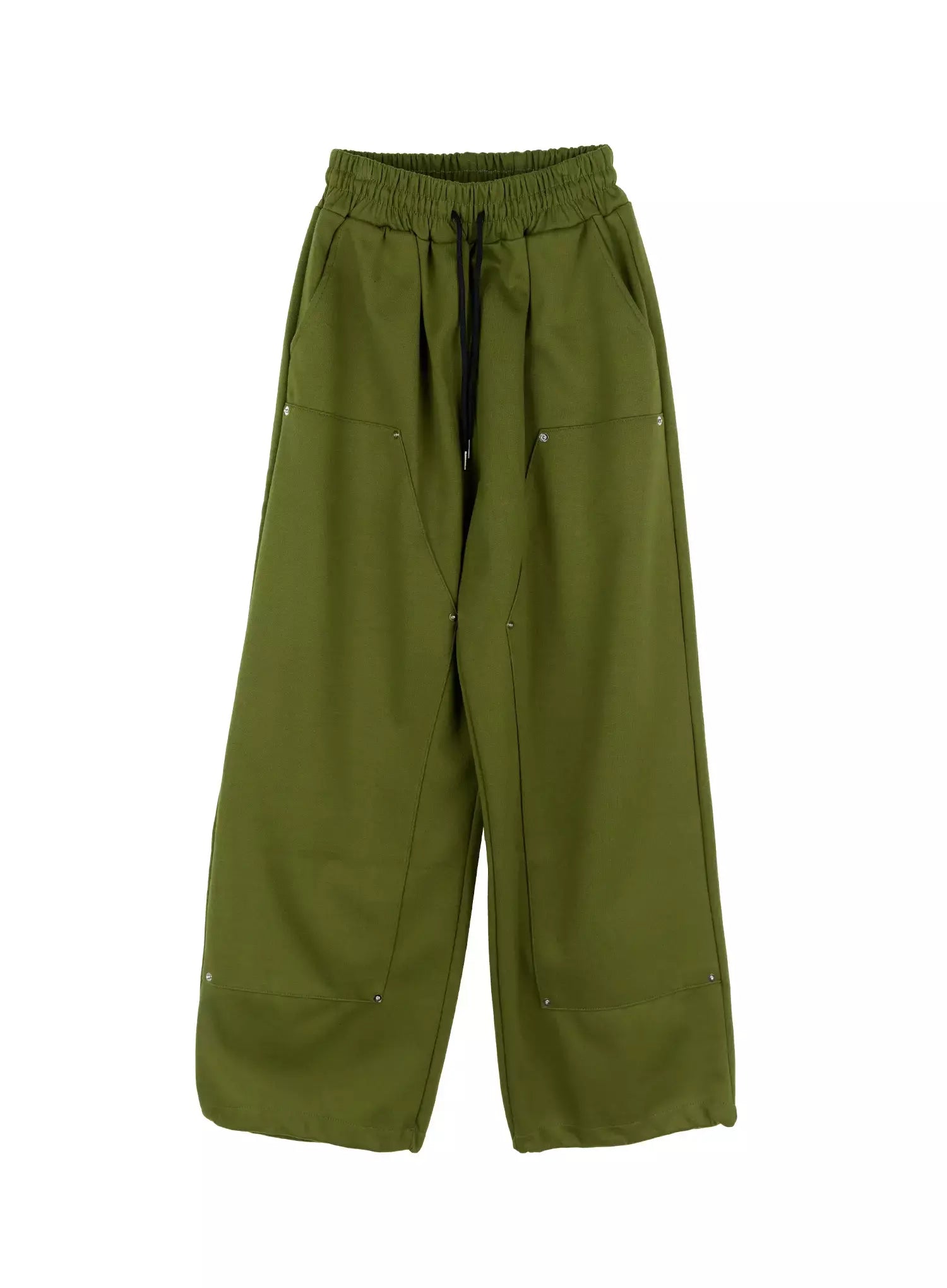 wide-leg-stud-accent-sweatpants-ig508 / Green