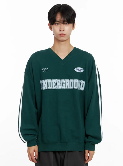 Men's Graphic V-Neck Sweatshirt IO516