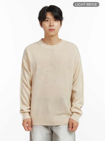 mens-basic-knit-sweater-ig409 / Light beige
