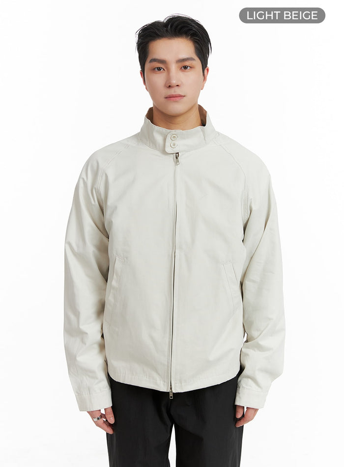 mens-solid-high-neck-jacket-ia401 / Light beige
