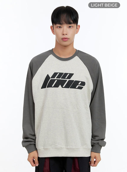 mens-cotton-graphic-raglan-sweatshirt-is413 / Light beige