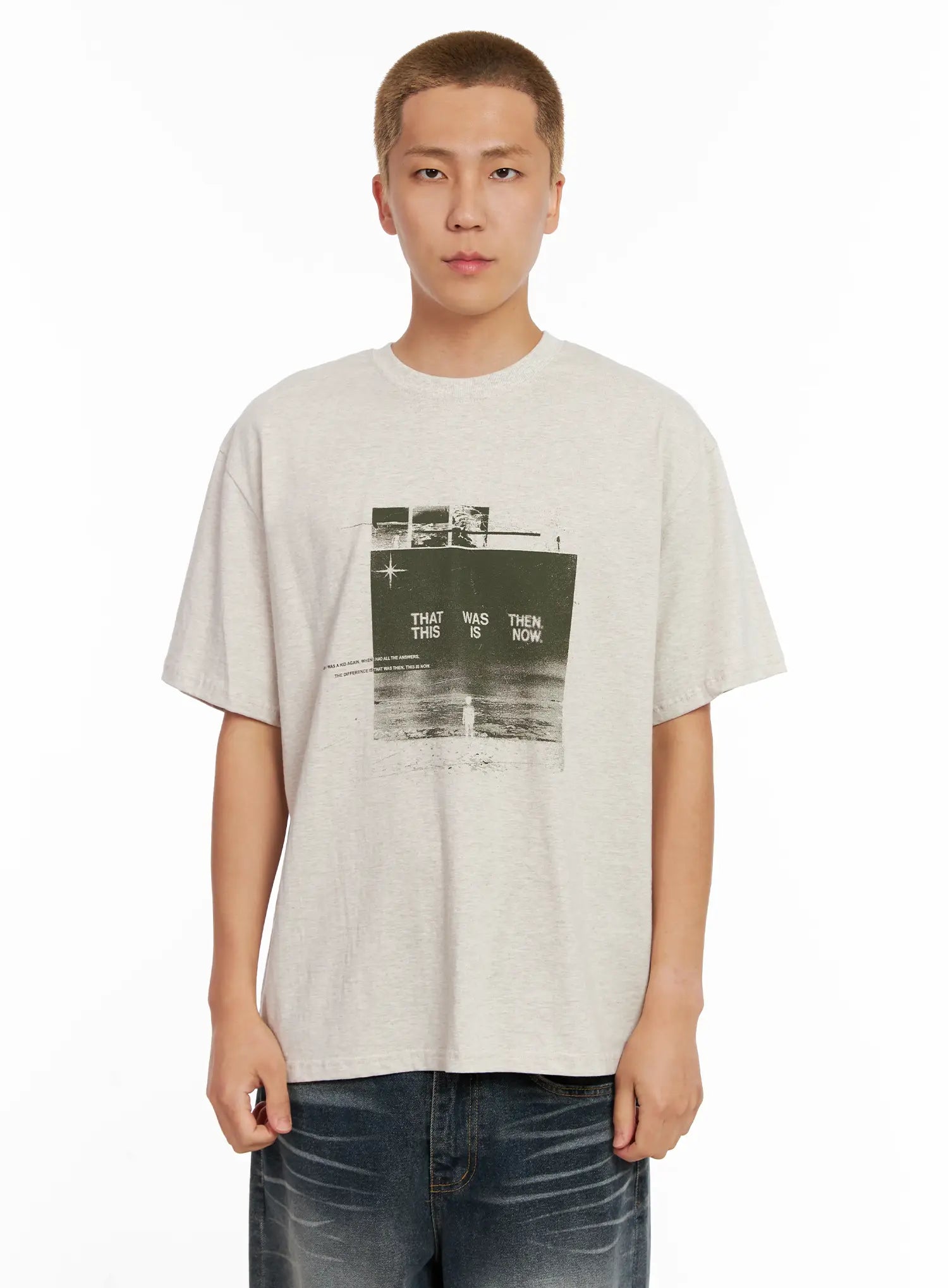 mens-retro-graphic-tee-il518 / Light beige