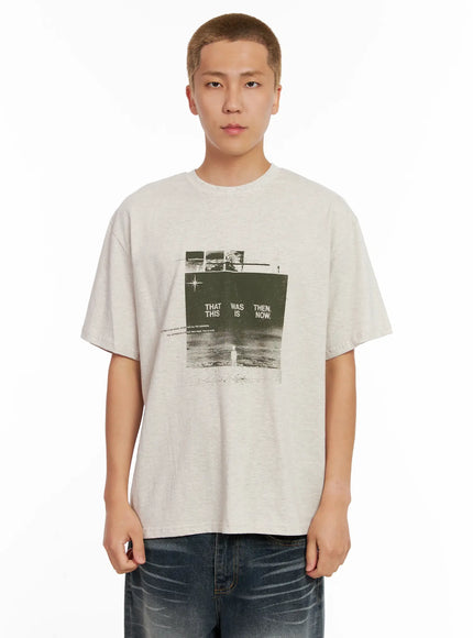 mens-retro-graphic-tee-il518 / Light beige