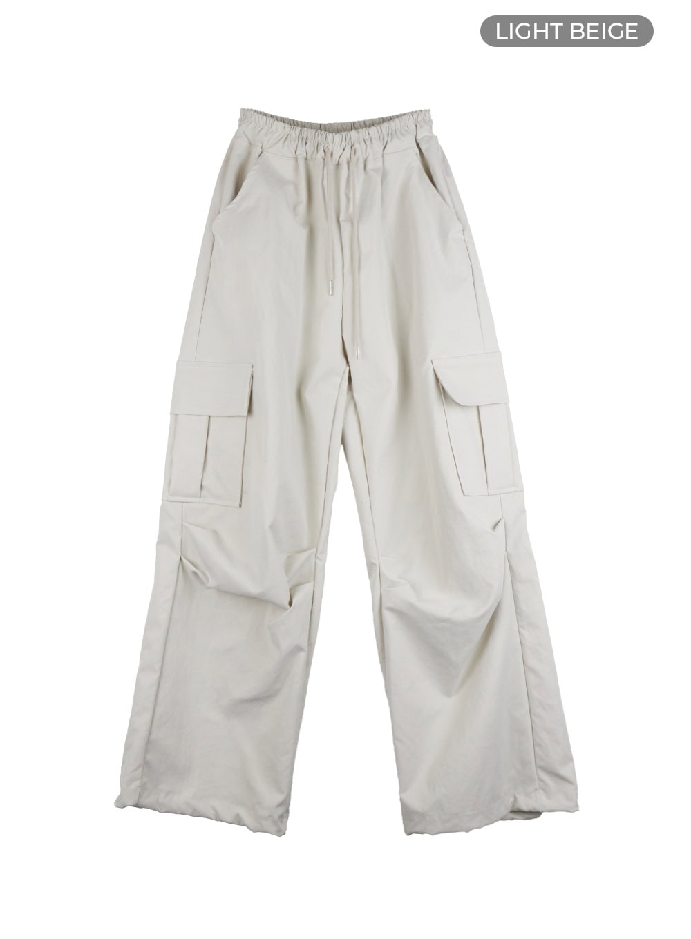 cargo-pintuck-wide-leg-pants-is402 / Light beige