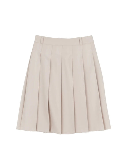 pleated-midi-tennis-skirt-if524 / Light beige