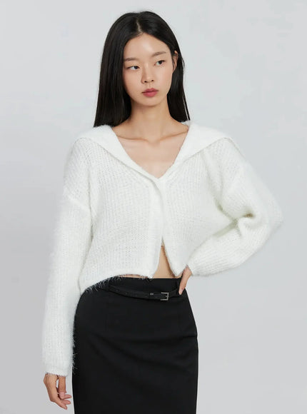 cozy-gray-crop-cardigan-io530 / White