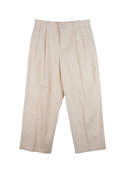 mens-fleece-lined-wide-fit-pintuck-pants-ij517 / Light beige