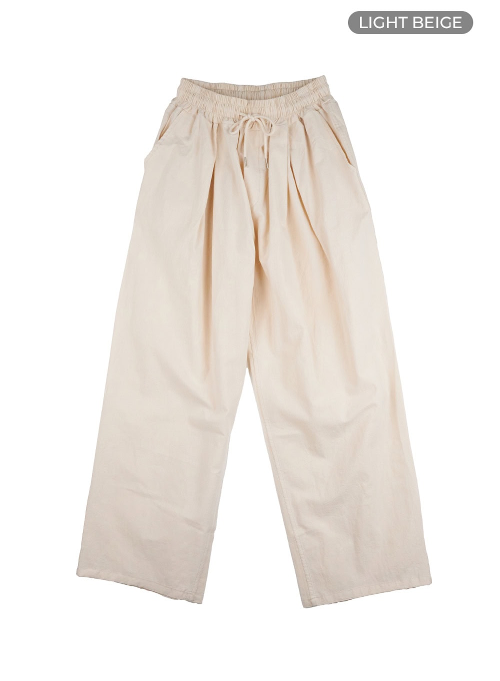 banded-wide-leg-trousers-il409 / Light beige