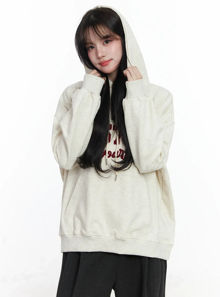 graphic-oversized-hoodie-ij529 / Light beige