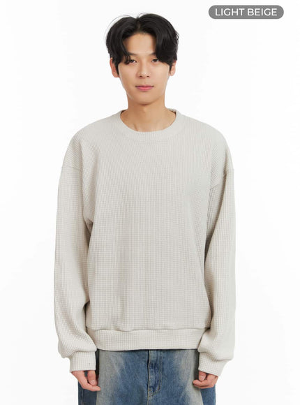 mens-waffle-knit-sweater-ia402 / Light beige