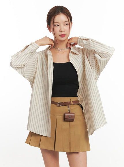 loose-fit-collared-striped-button-up-shirt-im513 / Light beige